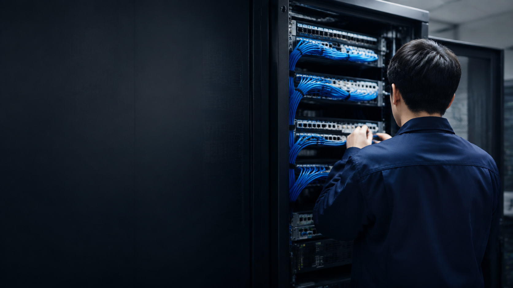 通信設備を点検する技術者のイメージ